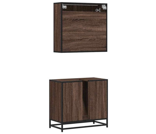 Set de muebles baño 2 pzas madera contrachapada marrón roble