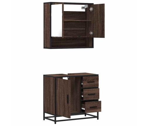 Set de muebles baño 2 pzas madera contrachapada marrón roble