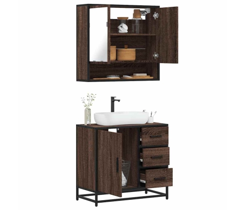 Set de muebles baño 2 pzas madera contrachapada marrón roble