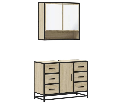 Set de muebles de baño 2 pzas madera contrachapada roble Sonoma