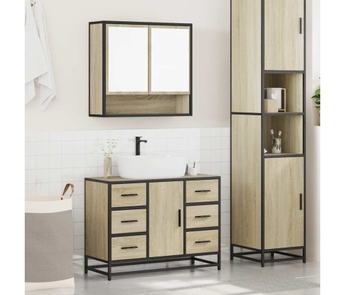 Set de muebles de baño 2 pzas madera contrachapada roble Sonoma