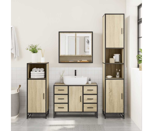 Set de muebles de baño 2 pzas madera contrachapada roble Sonoma