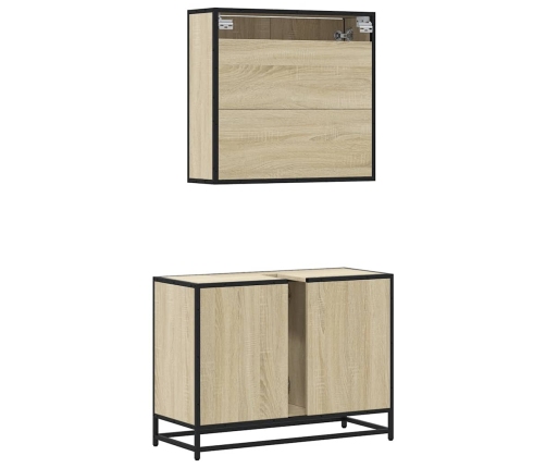 Set de muebles de baño 2 pzas madera contrachapada roble Sonoma