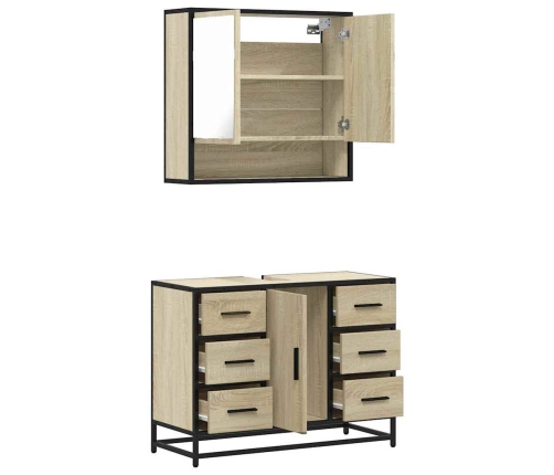 Set de muebles de baño 2 pzas madera contrachapada roble Sonoma