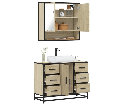 Set de muebles de baño 2 pzas madera contrachapada roble Sonoma