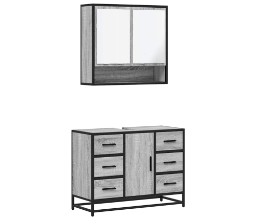 Set de muebles de baño 2 pzas madera contrachapada gris sonoma