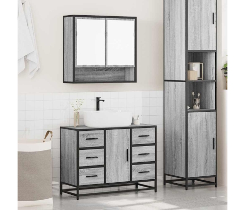 Set de muebles de baño 2 pzas madera contrachapada gris sonoma