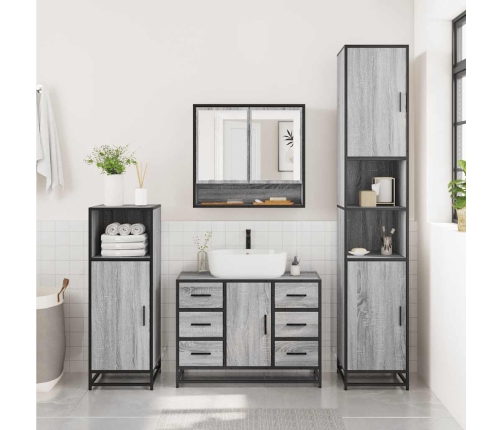 Set de muebles de baño 2 pzas madera contrachapada gris sonoma