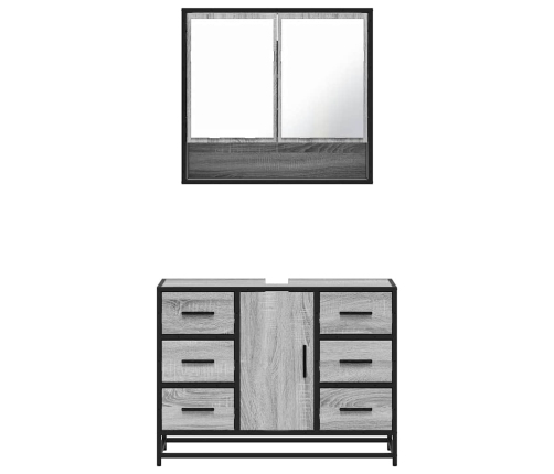 Set de muebles de baño 2 pzas madera contrachapada gris sonoma