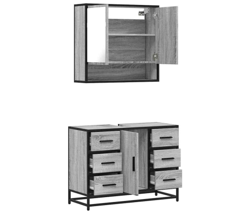 Set de muebles de baño 2 pzas madera contrachapada gris sonoma