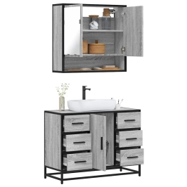 Set de muebles de baño 2 pzas madera contrachapada gris sonoma