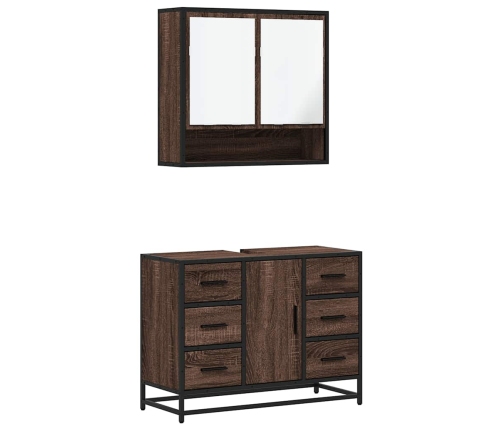 Set de muebles baño 2 pzas madera contrachapada marrón roble