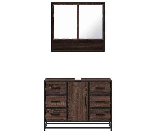 Set de muebles baño 2 pzas madera contrachapada marrón roble