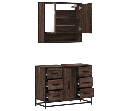 Set de muebles baño 2 pzas madera contrachapada marrón roble