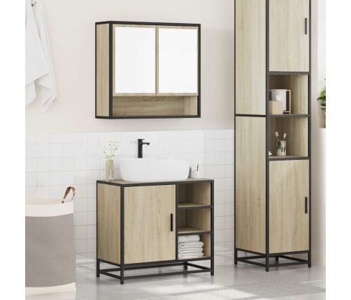 Set de muebles de baño 2 pzas madera contrachapada roble Sonoma