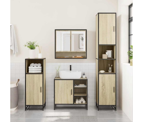 Set de muebles de baño 2 pzas madera contrachapada roble Sonoma