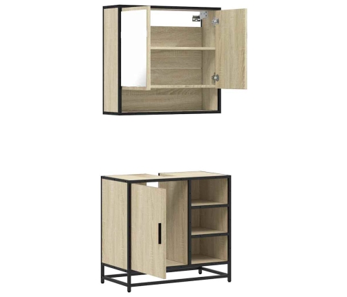 Set de muebles de baño 2 pzas madera contrachapada roble Sonoma