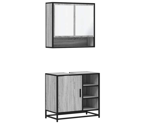 Set de muebles de baño 2 pzas madera contrachapada gris sonoma