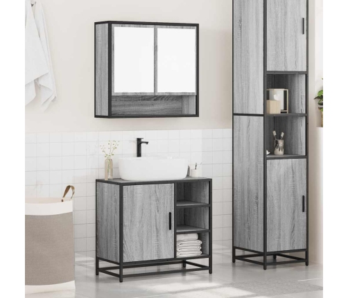 Set de muebles de baño 2 pzas madera contrachapada gris sonoma