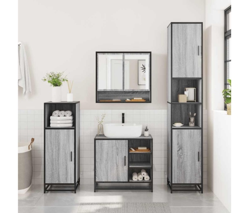 Set de muebles de baño 2 pzas madera contrachapada gris sonoma