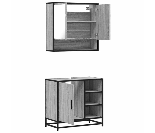 Set de muebles de baño 2 pzas madera contrachapada gris sonoma