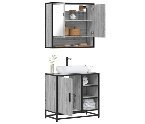 Set de muebles de baño 2 pzas madera contrachapada gris sonoma