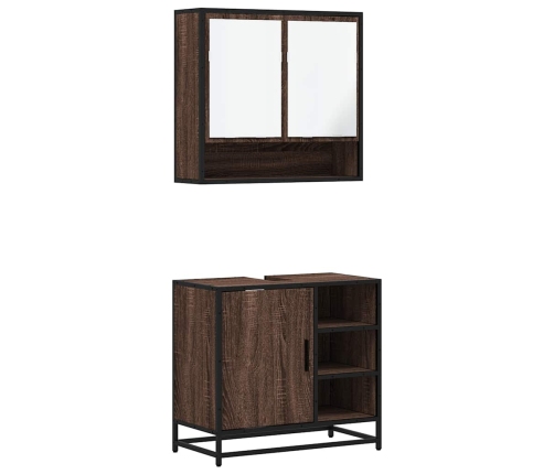 Set de muebles baño 2 pzas madera contrachapada marrón roble