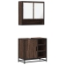 Set de muebles baño 2 pzas madera contrachapada marrón roble