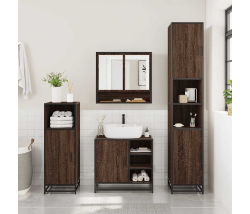 Set de muebles baño 2 pzas madera contrachapada marrón roble