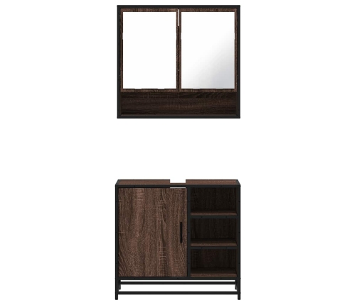 Set de muebles baño 2 pzas madera contrachapada marrón roble