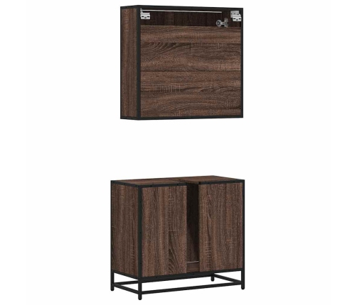 Set de muebles baño 2 pzas madera contrachapada marrón roble