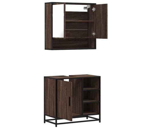 Set de muebles baño 2 pzas madera contrachapada marrón roble