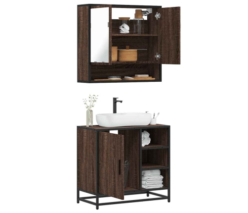 Set de muebles baño 2 pzas madera contrachapada marrón roble