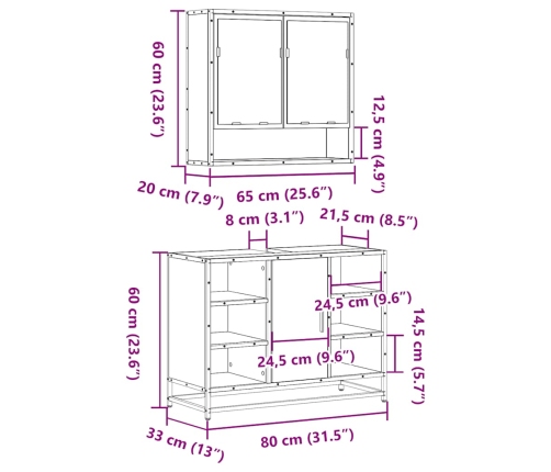 Juego de muebles de baño 2 pzas madera contrachapada negro