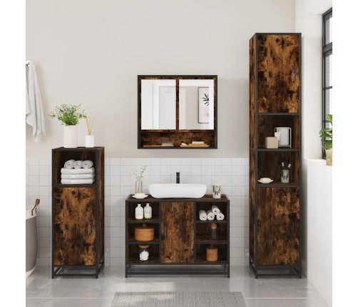 Set de muebles baño 2 pzas madera contrachapada roble ahumado