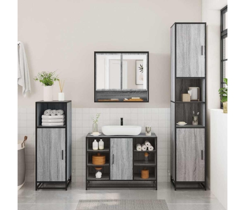 Set de muebles de baño 2 pzas madera contrachapada gris sonoma