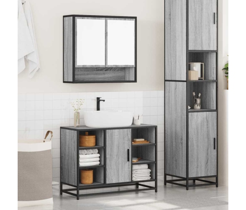 Set de muebles de baño 2 pzas madera contrachapada gris sonoma