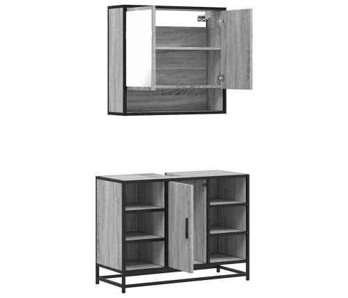 Set de muebles de baño 2 pzas madera contrachapada gris sonoma