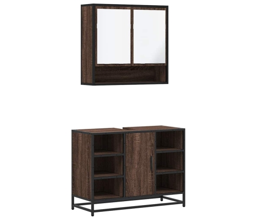 Set de muebles baño 2 pzas madera contrachapada marrón roble