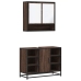 Set de muebles baño 2 pzas madera contrachapada marrón roble