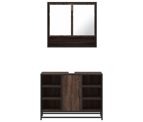 Set de muebles baño 2 pzas madera contrachapada marrón roble