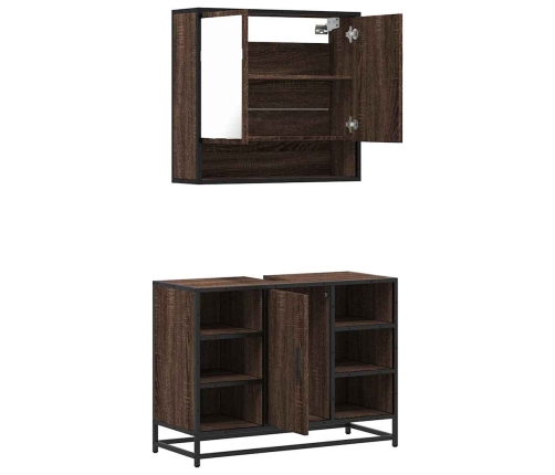 Set de muebles baño 2 pzas madera contrachapada marrón roble