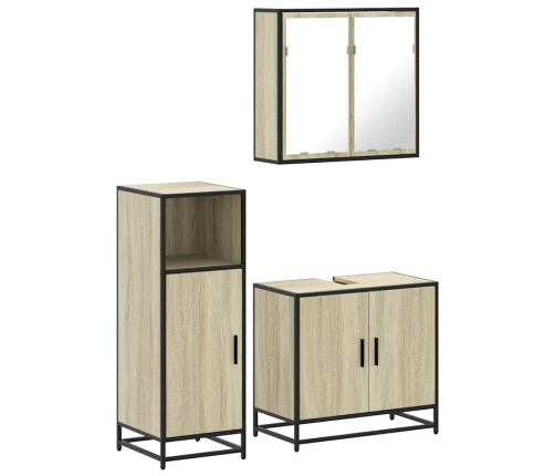 Set de muebles de baño 3 pzas madera contrachapada roble Sonoma