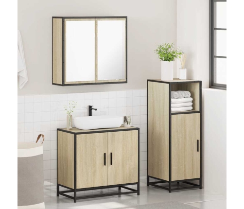 Set de muebles de baño 3 pzas madera contrachapada roble Sonoma