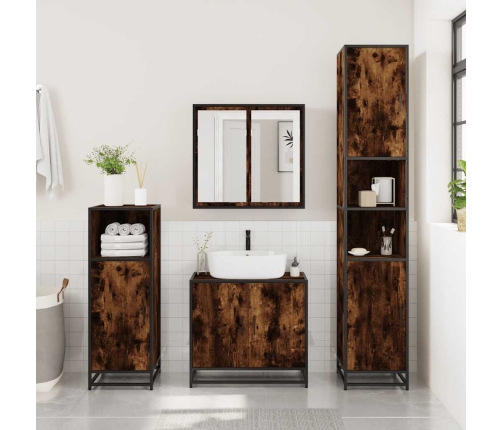 Set de muebles baño 3 pzas madera contrachapada roble ahumado