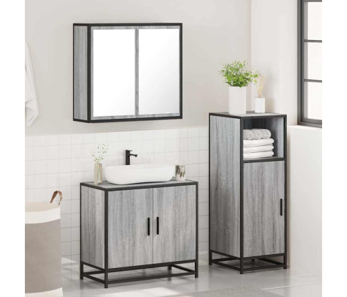 Set de muebles de baño 3 pzas madera contrachapada gris sonoma