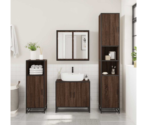 Set de muebles baño 3 pzas madera contrachapada roble marrón