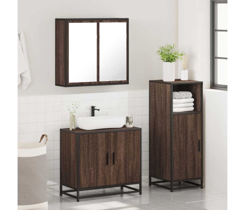 Set de muebles baño 3 pzas madera contrachapada roble marrón