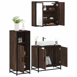 Set de muebles baño 3 pzas madera contrachapada roble marrón