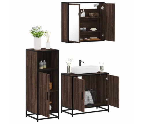 Set de muebles baño 3 pzas madera contrachapada roble marrón